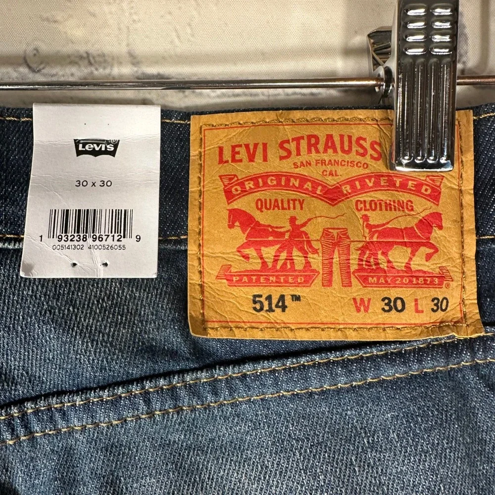 Levis 514 Straight Fit Mens Jeans 30x30 Dark Wash Stretch Performance Denim NEW‎